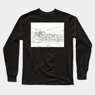 Cinque Terre Line Art Long Sleeve T-Shirt